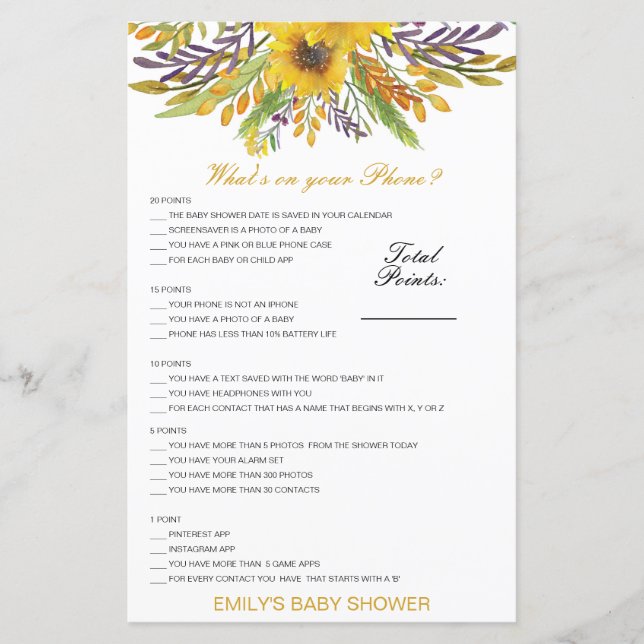 Editável O que há no seu Jogo de Chá de fraldas de (Frente)