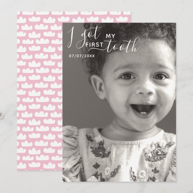 Editável, recebi meu primeiro cartão de dente (Frente/Verso)