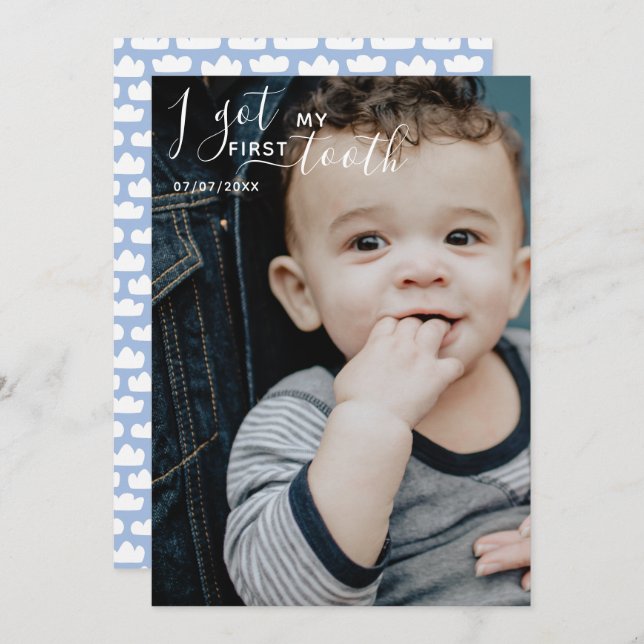 Editável, recebi meu primeiro cartão de dente (Frente/Verso)