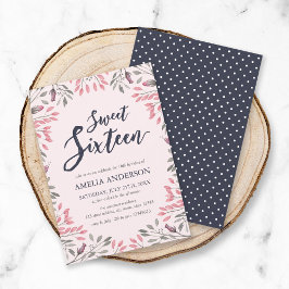 Edulcorante cor-de-rosa 16 Convite de Aniversário