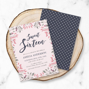 Edulcorante cor-de-rosa 16 Convite de Aniversário