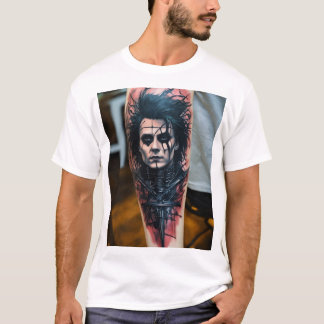 Edward Scissorhand Abstrato Tattoo T-Shirt