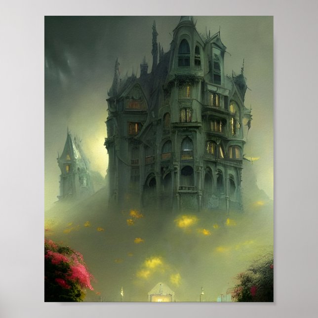 Eerie Gothic Mansion Poster de Arte Digital (Frente)