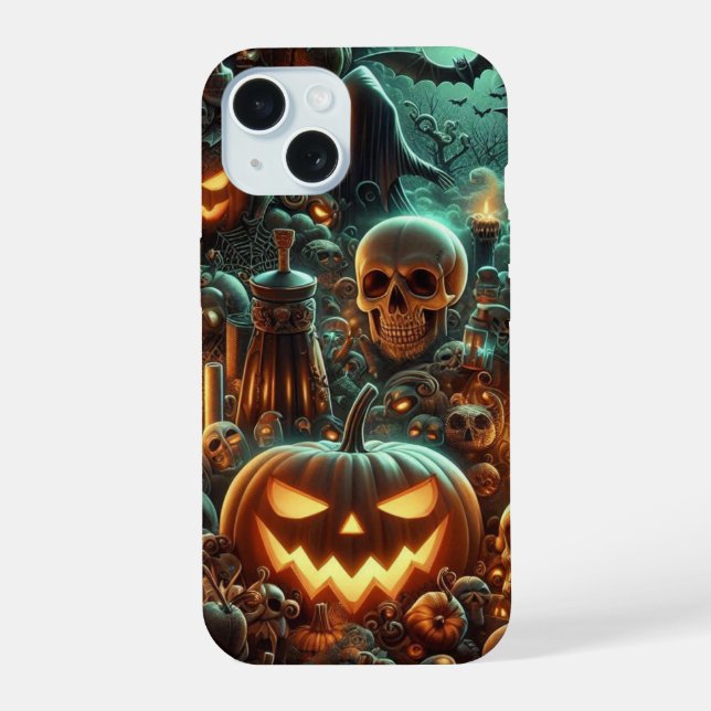 Eerie Halloween com Pumpkin, Poção e crânios (Verso)