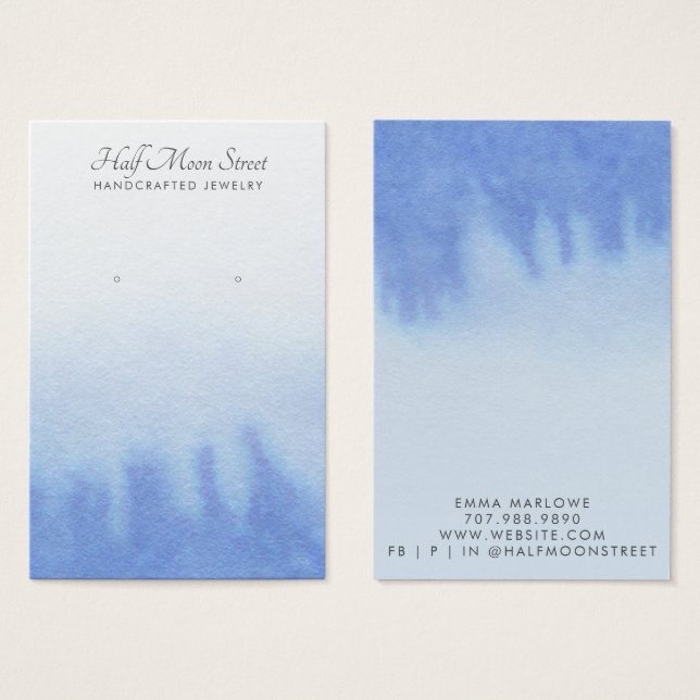 Eethal Blue Watercolor Earring Jewelry Display (Frente & Verso)