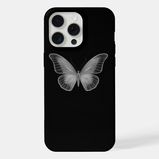 efeito borboleta branca capa iphone 15 pro max (Verso)