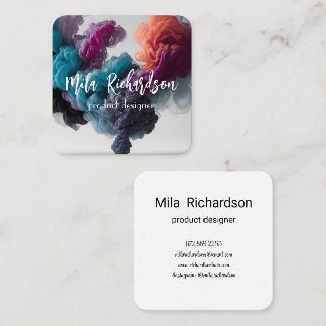 efeito de fumo cartão de visita quadrado moderno (Frente/Verso)