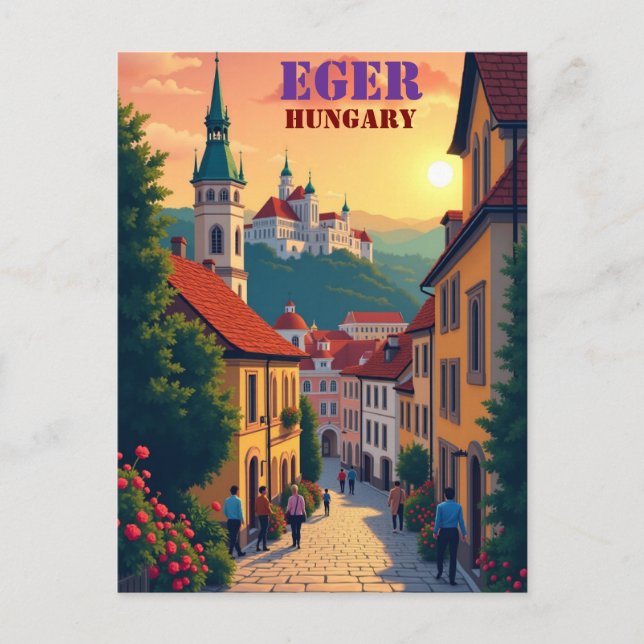 Eger, Hungria Cartão Postal – Castelo Histórico e  (Frente)