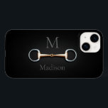 Eggbutt Snaffle Bit Monogramed Equestrian<br><div class="desc">Para equestrianos e amantes de cavalos,  esta capa de telefone personalizada tem uma ilustração trompe l'oeil de um pedaço de fenda de bico de cobre entre seu monograma e nome.</div>