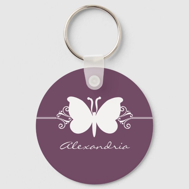 EggPlant Butterfly Swirls Chaveiro (Frente)