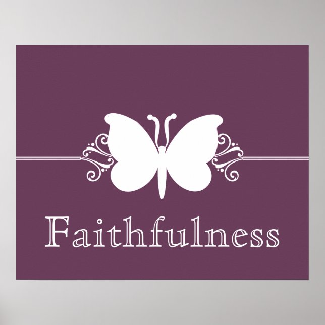 EggPlant Butterfly Swirls Virtude Poster (Frente)