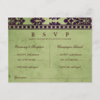 EggPlant Olive Damask Lace Casamento duplo RSVP