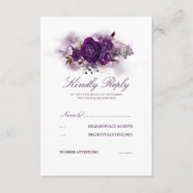 EggPlant Purple Floral Watercolor Casamento RSVP