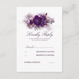 EggPlant Purple Floral Watercolor Casamento RSVP