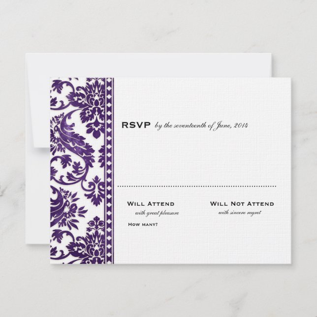 EggPlant Vintage Damask Lace Weding RSVP (Frente)