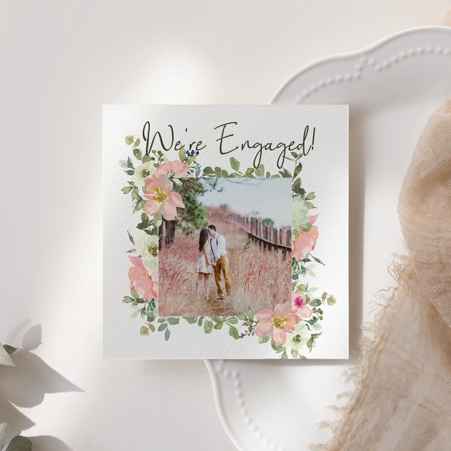 Eggshell e Blush Floral Adicionar Noivado de Fotog (Criador carregado)