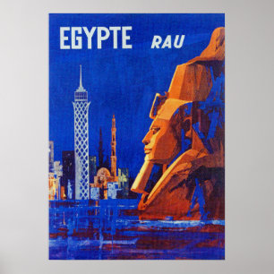 Egito, Faraó, Poster de Viagens vintage