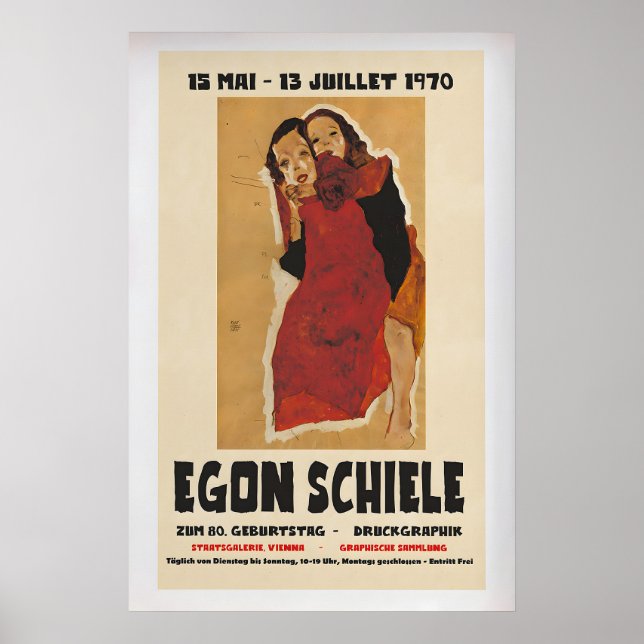 Egon Schiele Exhibition Poster 1970 Vintage Art (Frente)