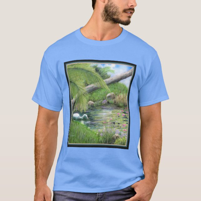 Egret em Pond T-Shirt (Frente)