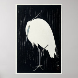 Egret in Rain por Ohara Koson Vintage Impressão