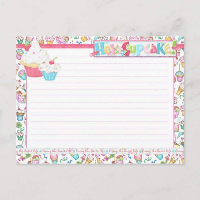Ei, Cupcake vivendo o cartão postal de receitas da (Frente)