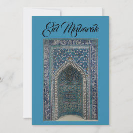 Eid Mubarak - cartão azul teal
