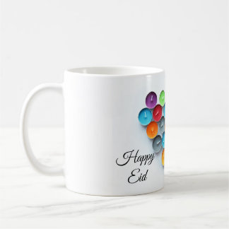 Eid Mubarak com a caneca colorida das velas