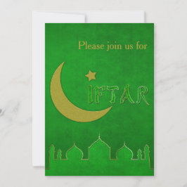 Eid Mubarak Mesquita Verde Dourada - Convite para 