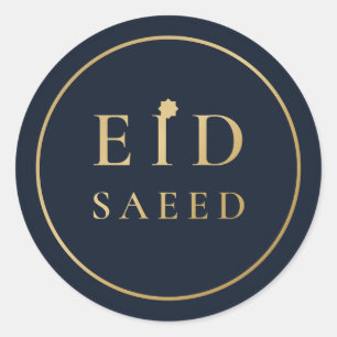 Eid Saeed Elegante Adesivo Azul Ouro