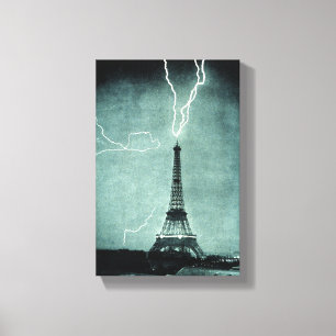Eiffel Tower Lightning Canvas Imprimir