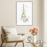 Eiffel Tower Paint Splatter Impressão na Canvas Ar<br><div class="desc">Impressão artística da Torre Eiffel com palete de um artista,  e pintura esplendada Torre Eiffel e flores de cereja na canvas esticada. Medidas 24"x36".</div>