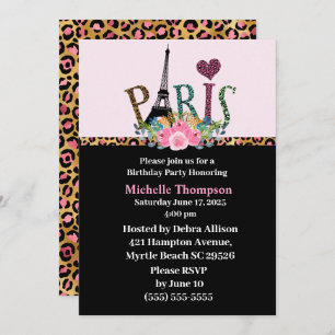 Eiffel Tower Paris França Convite de Aniversário
