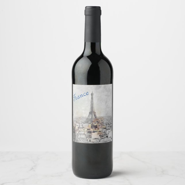 Eiffel Tower Paris França Vinho Rótulo - Elegante (Frente)