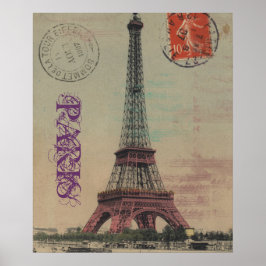 Eiffel Tower Vintage Poster francês personalizável