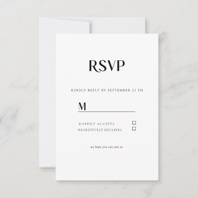 Einfache Moderne Wedding  RSVP Karte (Frente)