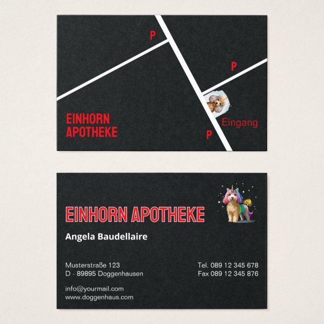 Einhorn Apotheke Visitenkarten  (Frente & Verso)