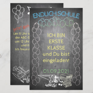 Einladungskarte zur Einschulung im Tafelstil