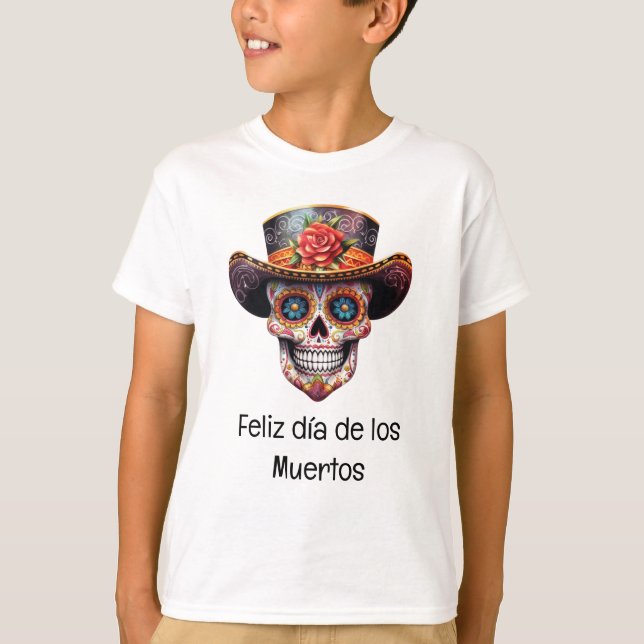 El Día de los Muertos T-Shirt para Meninos (Frente)