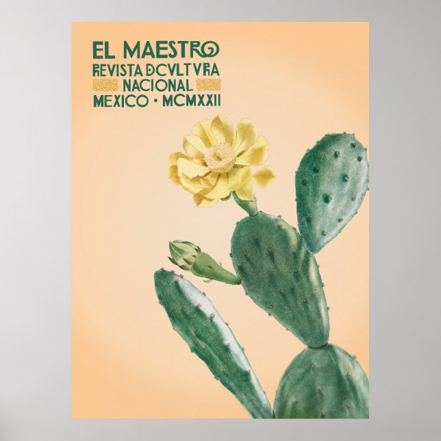 El Maestro Cactus Impressão | Arte Botânica Mexica (Frente)