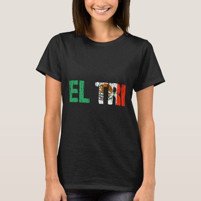 El Tri México Fã de Futebol Camisa Distressed Flag (Frente)