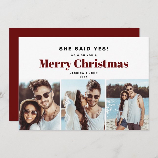 Ela disse que sim, anúncio de Noivado de Natal (Frente/Verso)