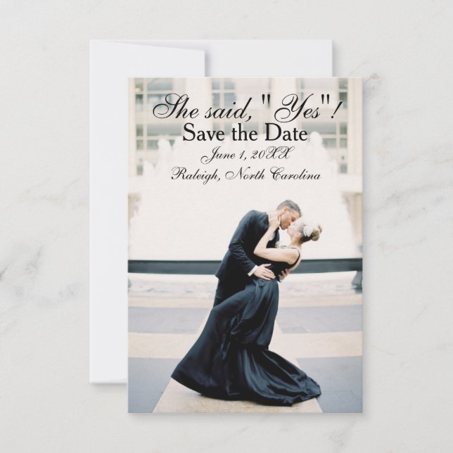 Ela Disse "Sim" - Anúncio de 3x5 para Salvar a Dat (Frente)