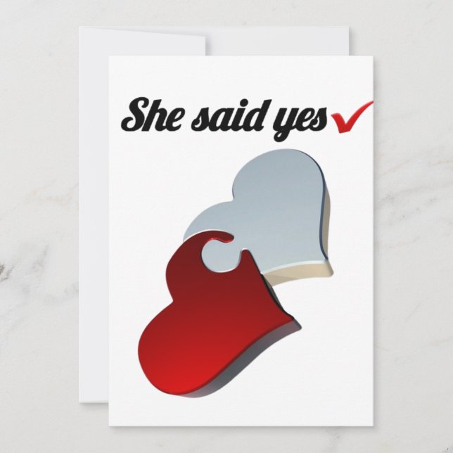 Ela Disse Sim Convite de Noivado – Coração Design (Frente)