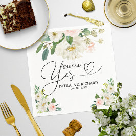Ela Disse Sim Guardanapos Florais para Festa de No