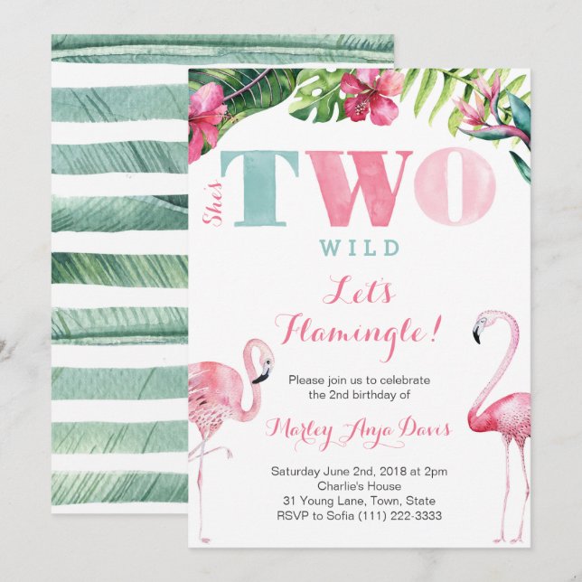 Ela é DOIS Cartões do Festa Flamingo segundo anive (Frente/Verso)