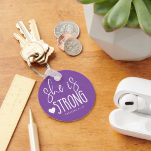 Ela é forte provérbios 31:25 Chaveiro de círculo m