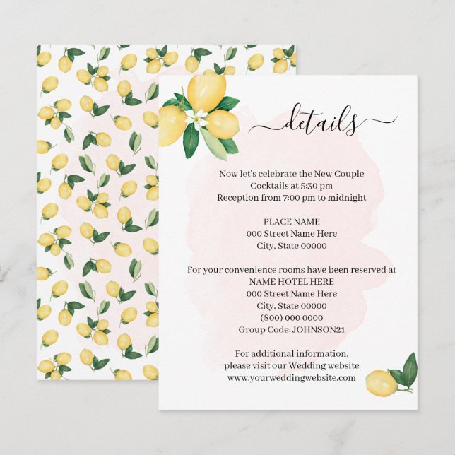 Ela Encontrou Seu Cartão De Inserção De Limões De  (Frente/Verso)