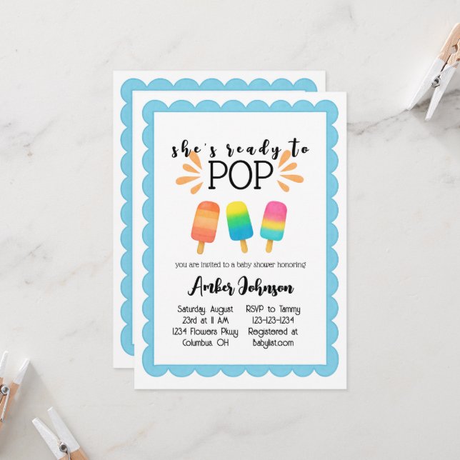 Ela está pronta para o convite para Chá de fraldas (Frente/Verso In Situ)