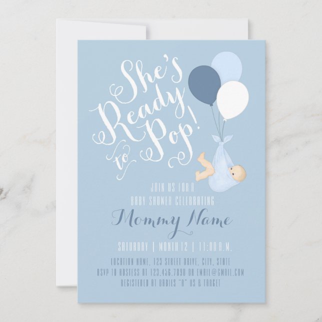 Ela está pronta para Pop! Convite para chás (Frente)