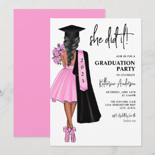 Ela Fez Um Convite De Festa de formatura Rosa